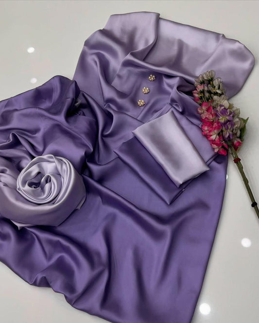Luxury silk shawlmos digital printed women 3 PCs floral pattern dress