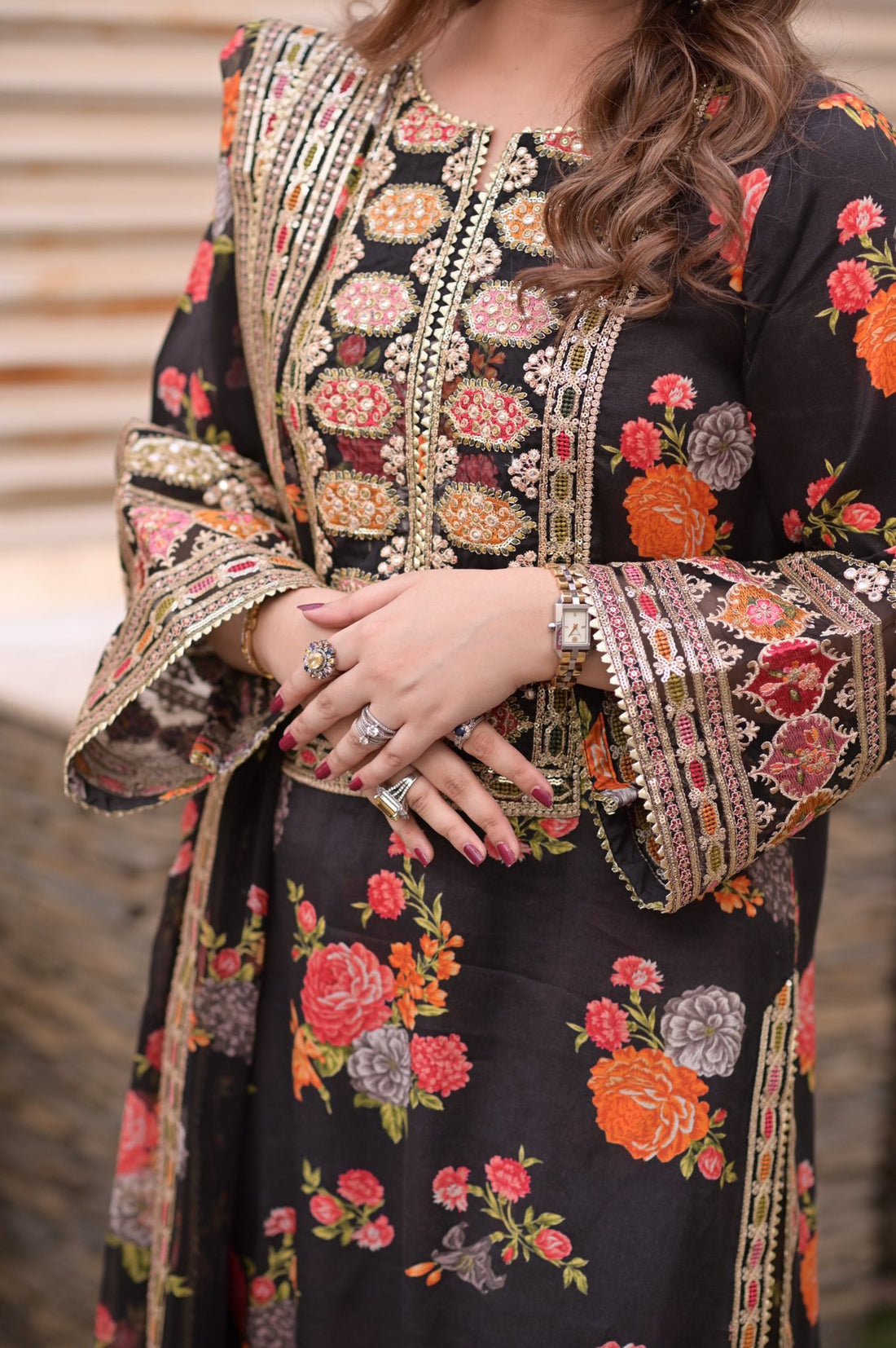 Aneela’s Green Formal Collection Printed Silk Replica