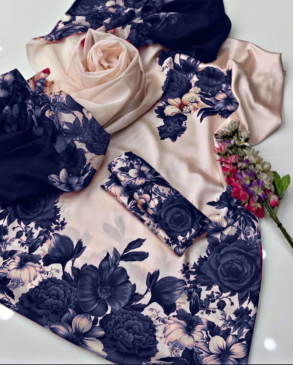Digital Print Silk 3pcs(neavy phool)