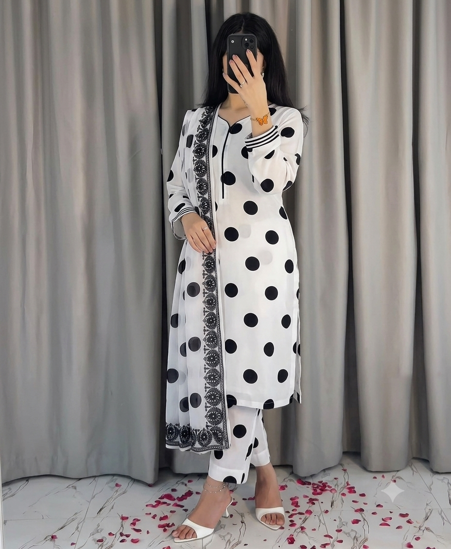 Swiss Lawn (Polka Dots - Black)