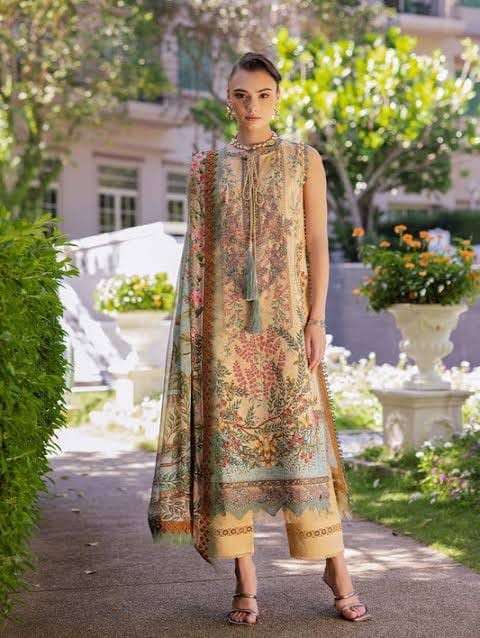 7B Luxury Banadora Swiss Lawn Co-Ord Set - PRINTED 3-Piece