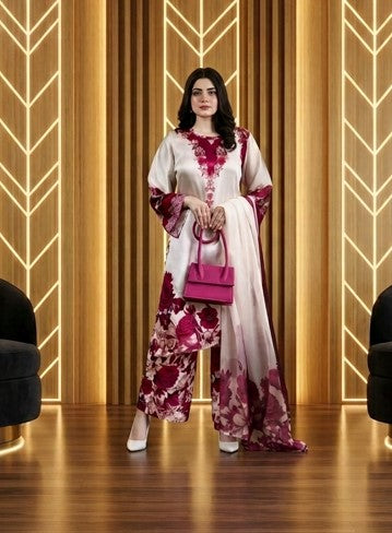 Digital Printed Pure Silk 3PC Unstitched Suit – Fiery Atishi Print