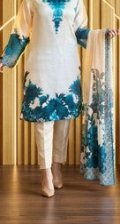 Digital Printed Pure Silk 3PC Unstitched Suit – Zinc Floral Print