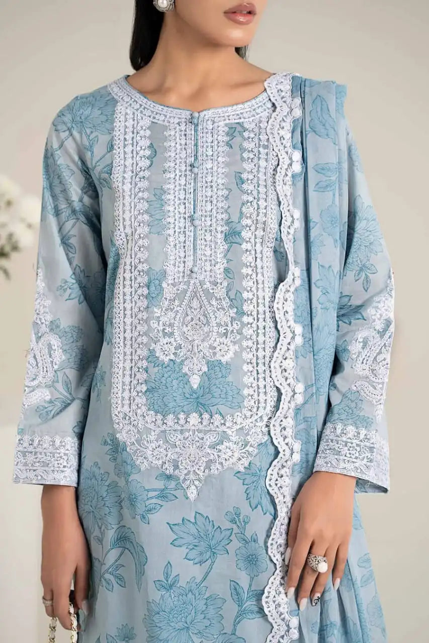 DressToday Luxury Lawn Collection Replica | Sky Blue - Printed  Lawn With Chiffon Embroidered Dupatta -       Dressy Today –Style Meets Confidence Every Day– Pakistani Designers Suits Biggest Range