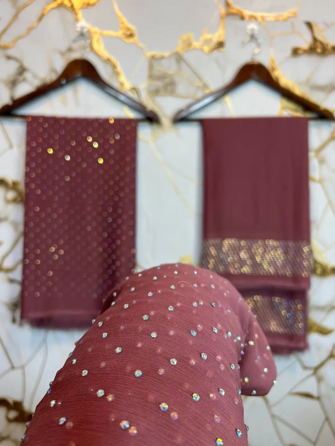 Cheffon 3pcs suite with stone