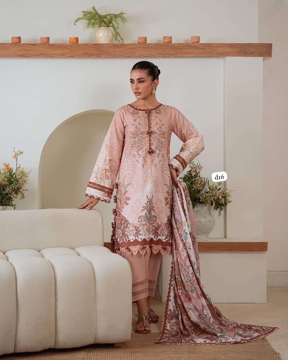 8A Luxury Banadora Swiss Lawn Co-Ord Set - PRINTED 3-Piece